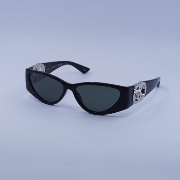 Gucci GG1824S 001 Sunglasses Black/Silver Cat Eye Frame, Grey Lenses main image 9